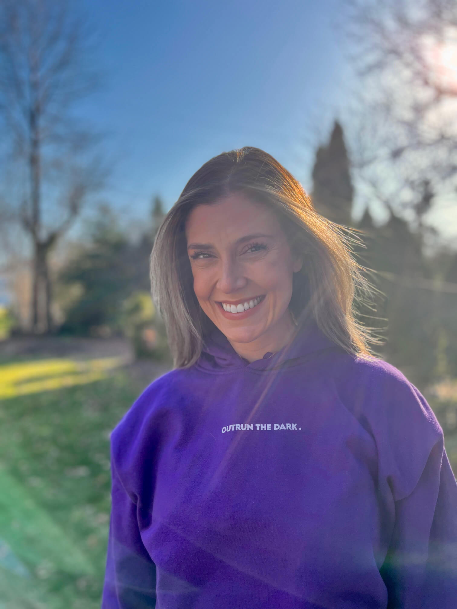 Outrun the dark Women's Fitted Hoodie
