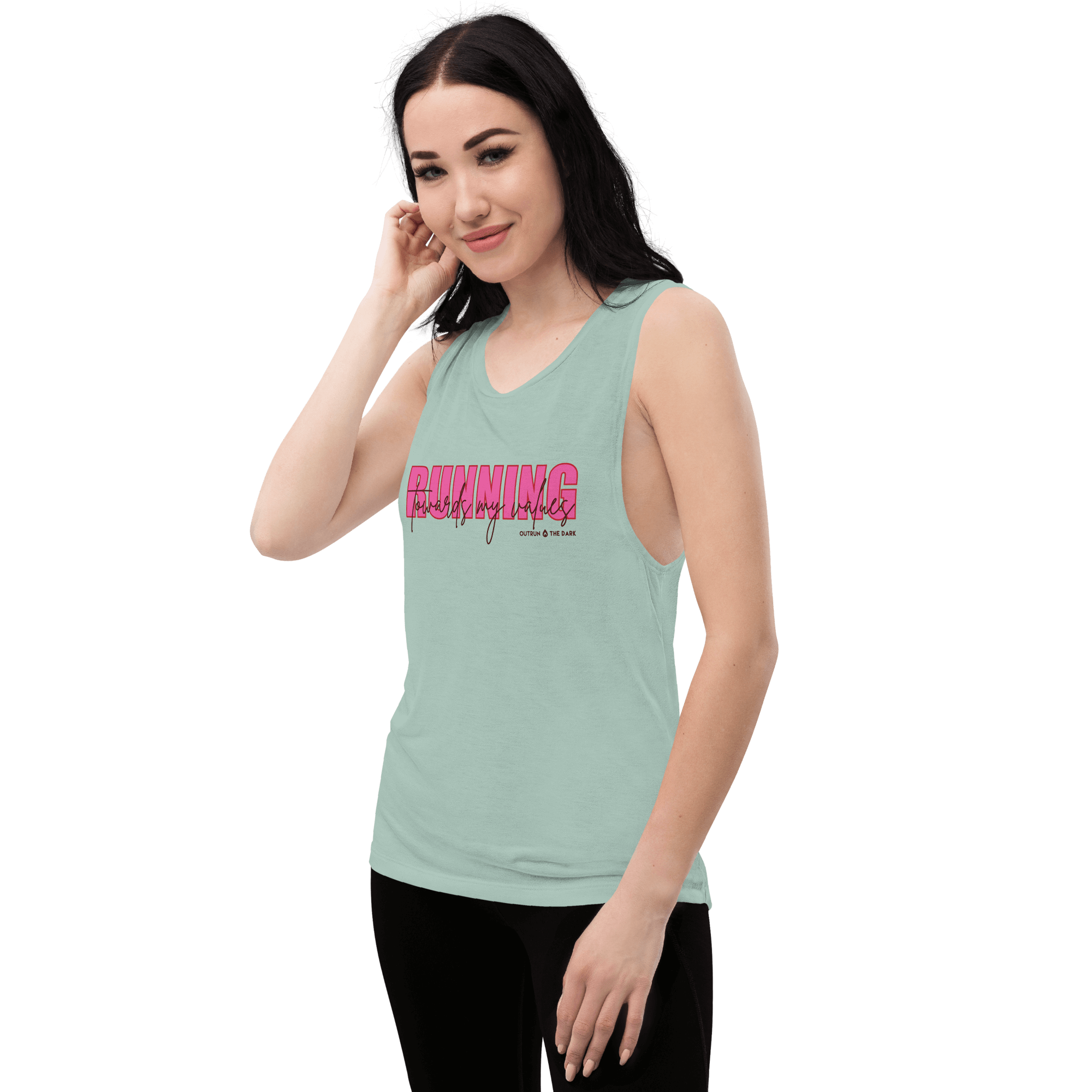 Running Towards My Values Muscle Tank