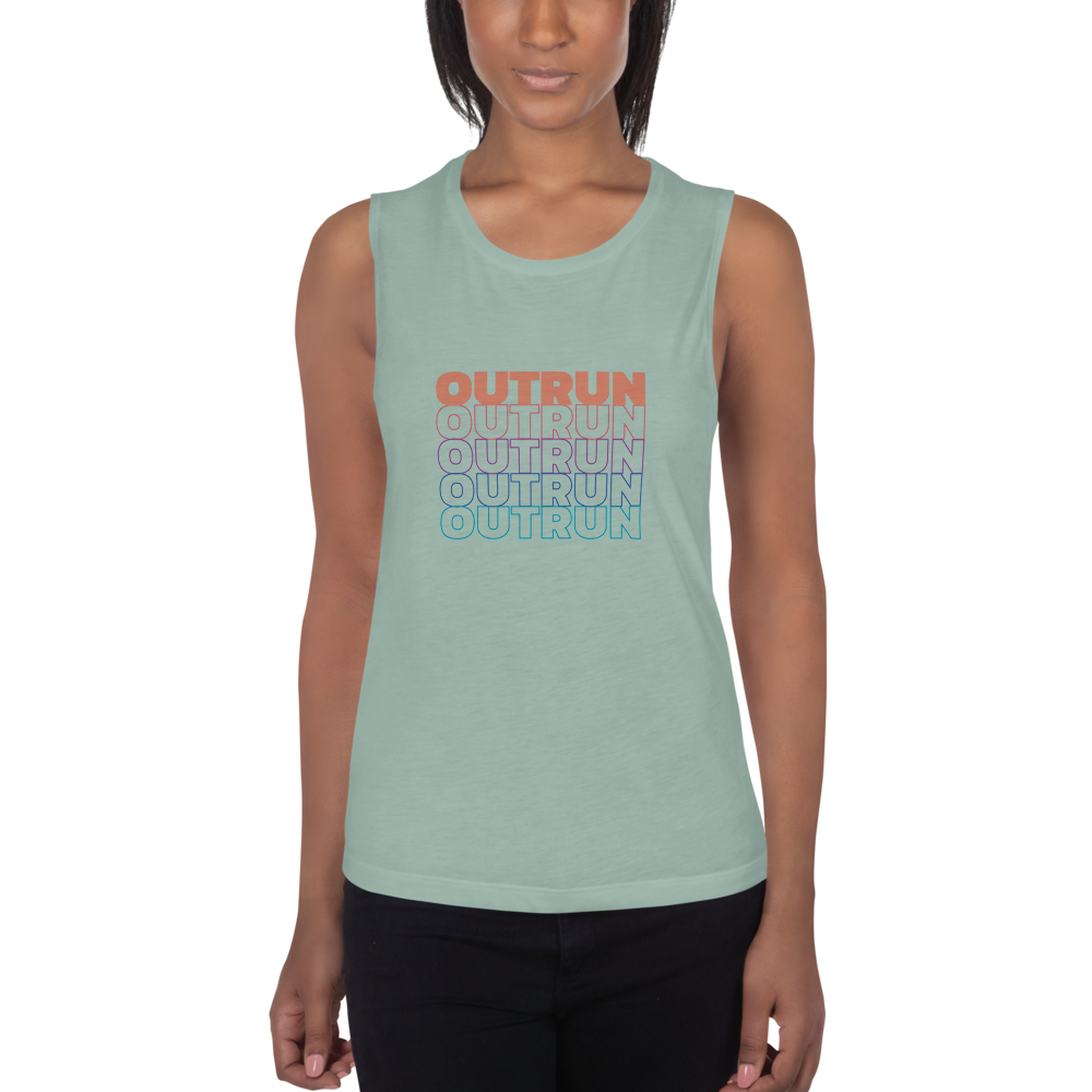 Outrun Cascade Dusty Blue Ladies’ Muscle Tank