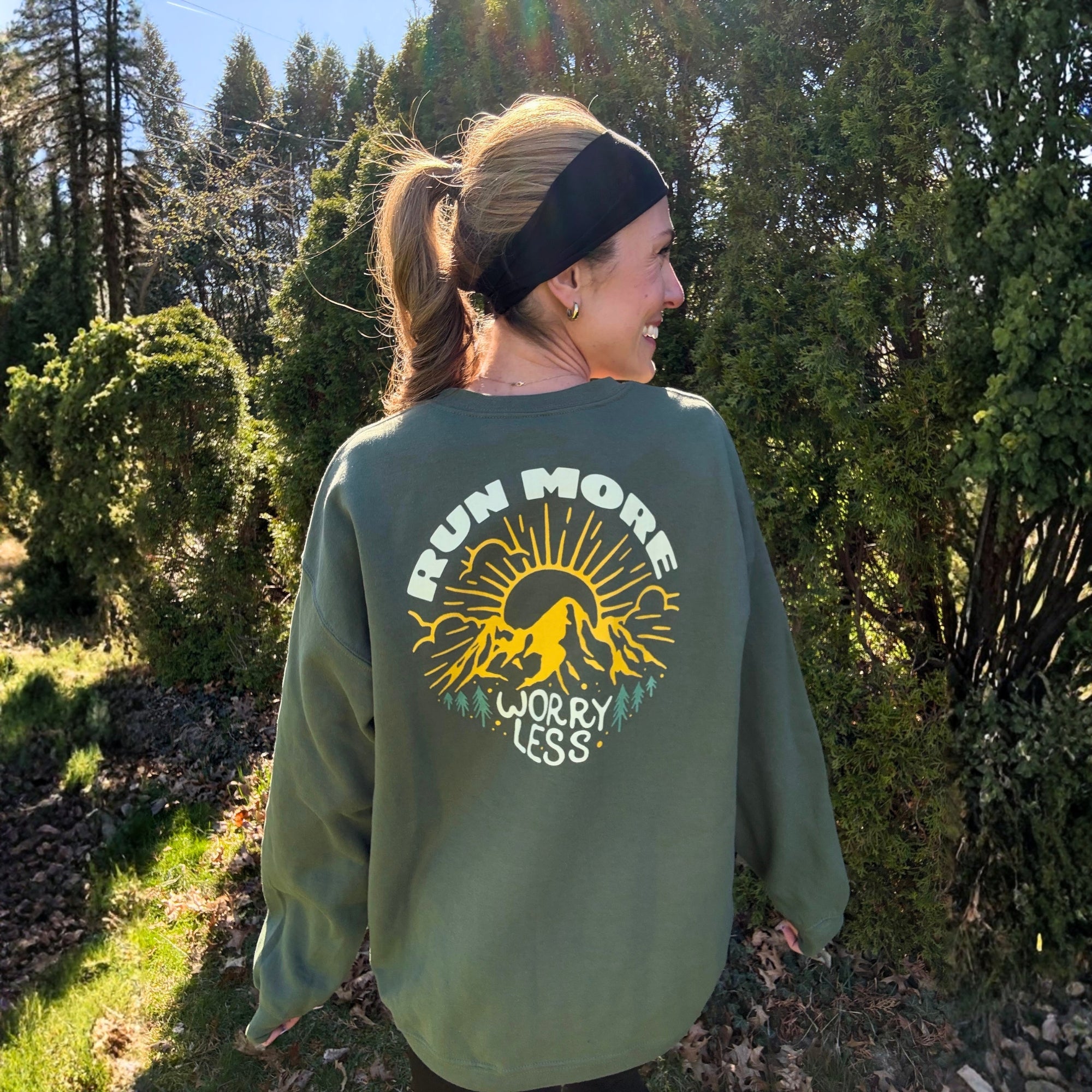 Run More Worry Less Graphic Women's Sweatshirt