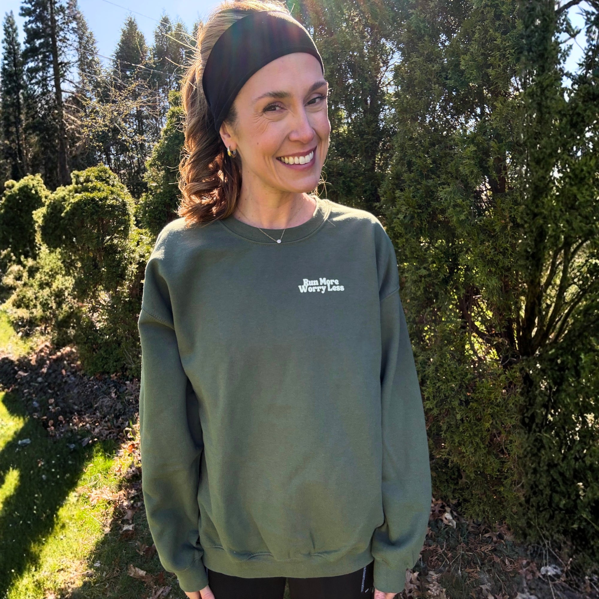 Run More Worry Less Graphic Women's Sweatshirt