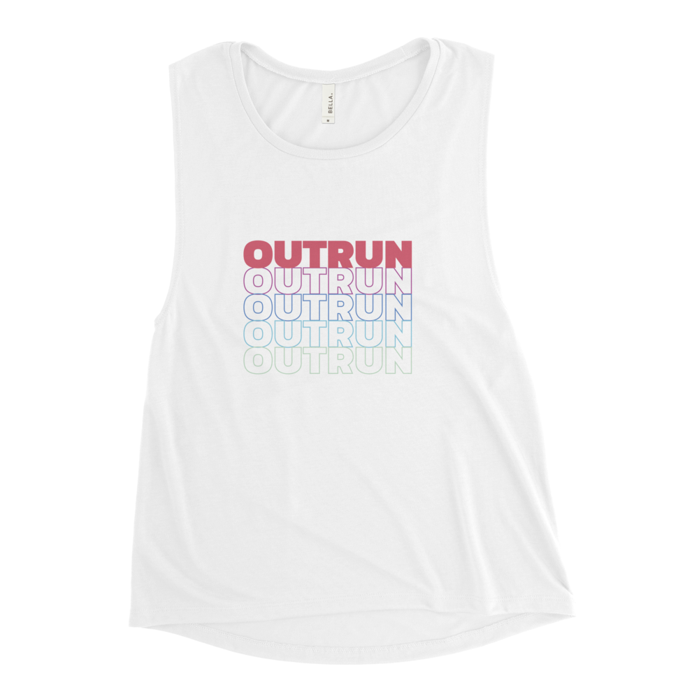 Outrun Cascade Pink White Ladies’ Muscle Tank