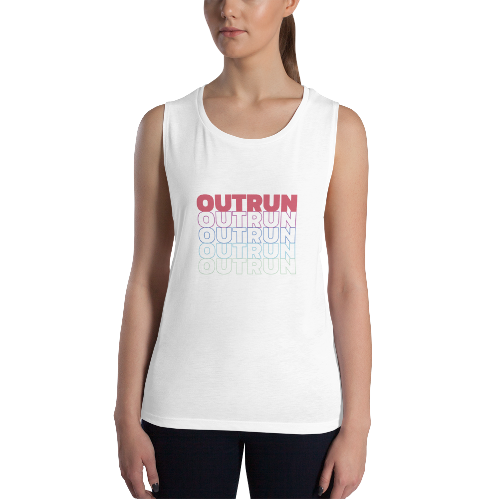 Outrun Cascade Pink White Ladies’ Muscle Tank