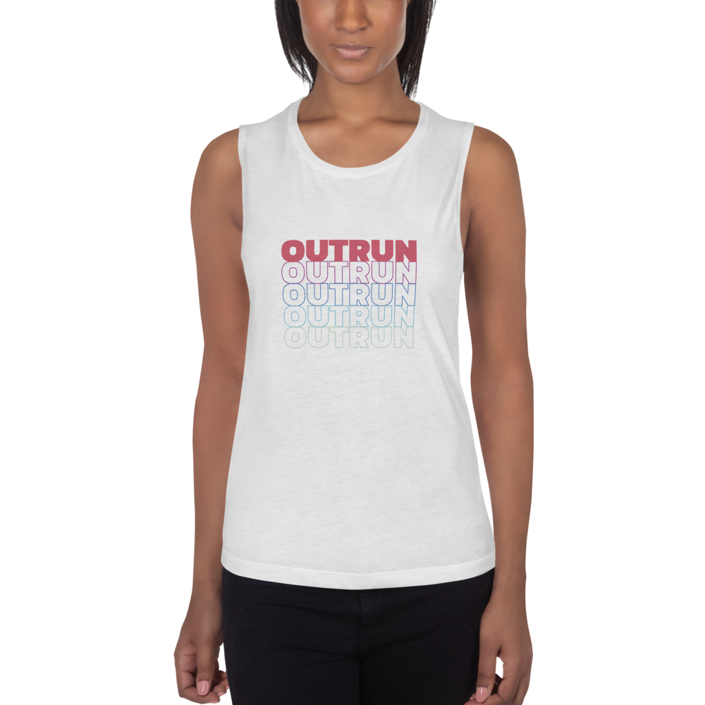 Outrun Cascade Pink White Ladies’ Muscle Tank